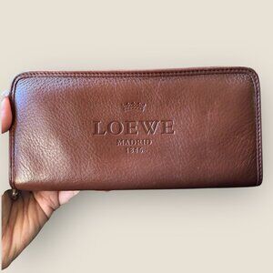 Loewe Brown Leather Zip Around Long Wallet | Like New